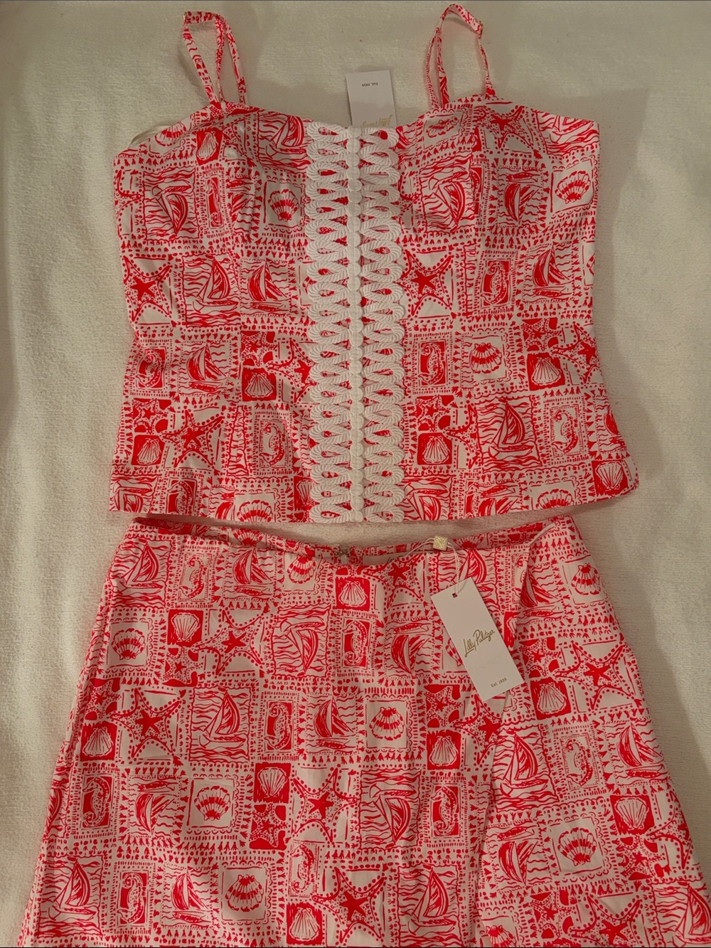 Lilly Pulitzer Red & White Two-Piece Summer Skort Set - NEW